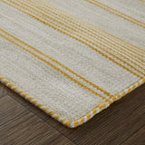 Homeroots 10' X 14' Yellow And Ivory Striped Hand Woven Area Rug Yellow Synthetic 565846