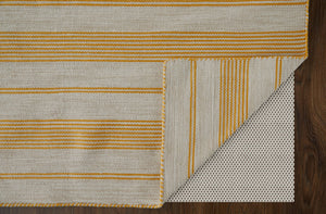 HomeRoots 10' Hand Woven Yellow and Ivory Striped Area Rug - Artisanal Charm for Modern Living Spaces 10' X 14' 565846
