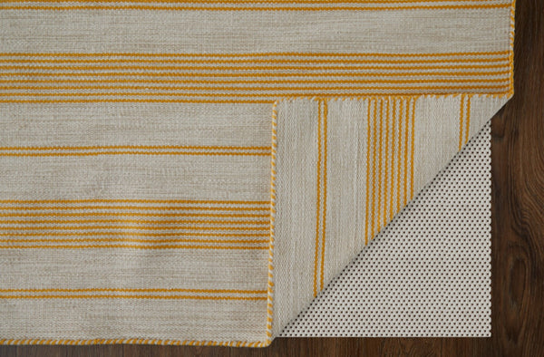 HomeRoots 10' Hand Woven Yellow and Ivory Striped Area Rug - Artisanal Charm for Modern Living Spaces 10' X 14' 565846