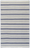 Homeroots 10' X 14' Ivory And Blue Striped Hand Woven Area Rug White Synthetic 565847