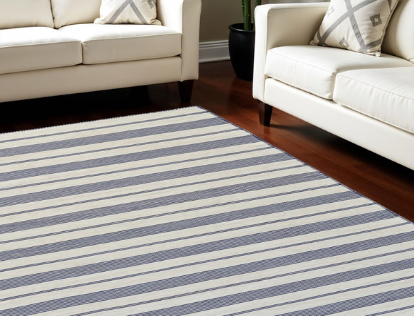 HomeRoots 10' Hand Woven Yellow and Ivory Striped Area Rug - Artisanal Charm for Modern Living Spaces 10' X 14' 565847