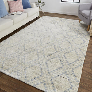 HomeRoots 6' Gray and Ivory Geometric Hand-Knotted Area Rug - Timeless Elegance for Modern and Classic Spaces 6' X 9' 565848