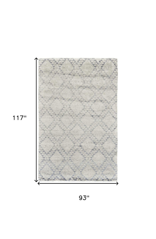 HomeRoots 6' Gray and Ivory Geometric Hand-Knotted Area Rug - Timeless Elegance for Modern and Classic Spaces 8' X 10' 565849