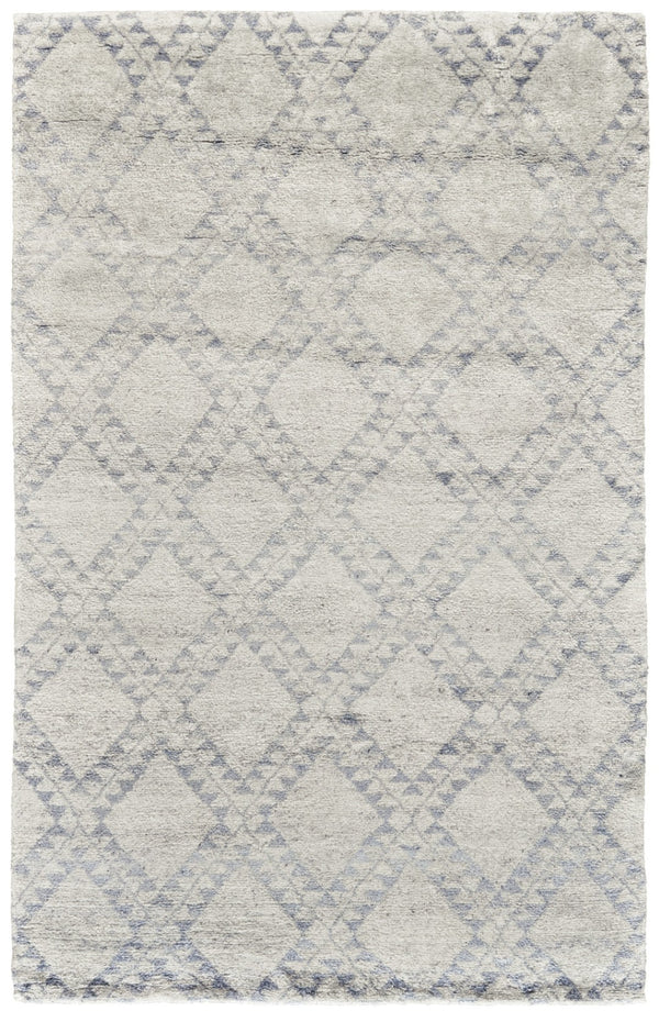 HomeRoots 6' Gray and Ivory Geometric Hand-Knotted Area Rug - Timeless Elegance for Modern and Classic Spaces 8' X 10' 565849