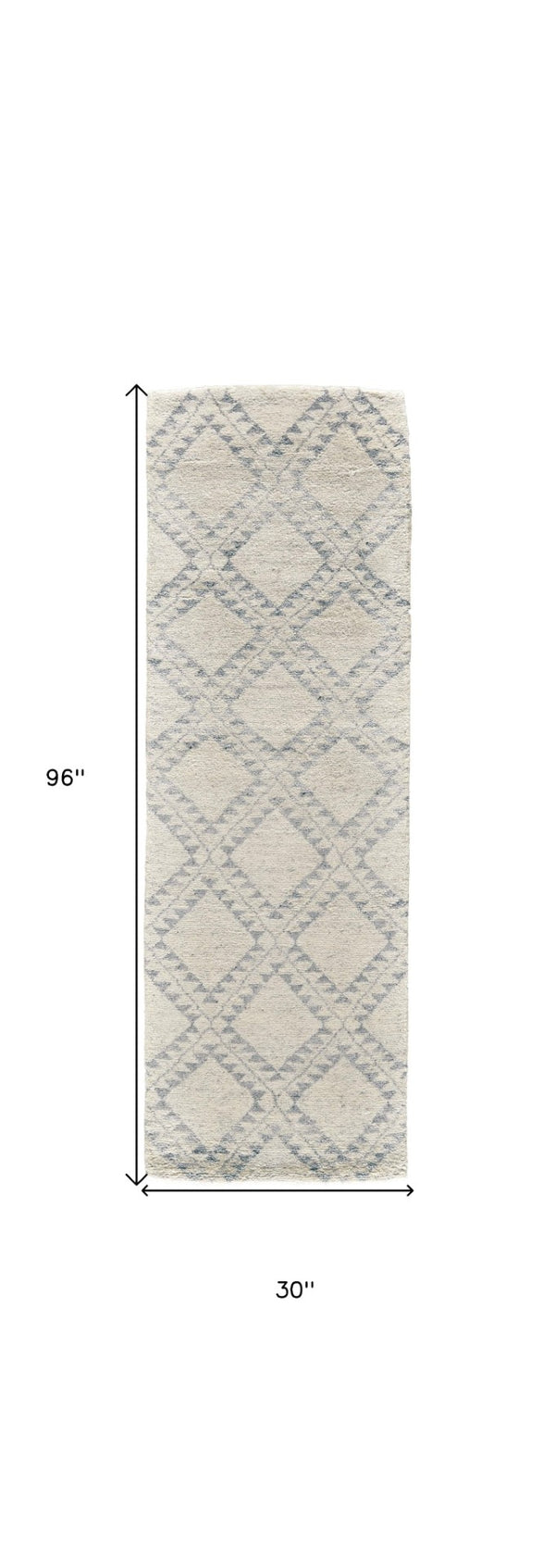 HomeRoots 6' Gray and Ivory Geometric Hand-Knotted Area Rug - Timeless Elegance for Modern and Classic Spaces 8' Runner 565850