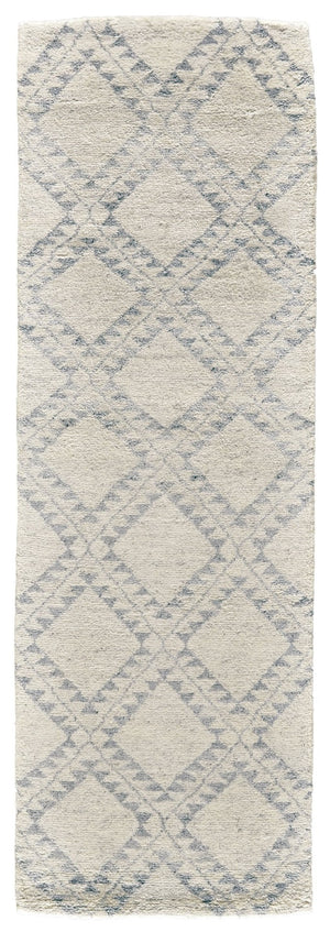 HomeRoots 6' Gray and Ivory Geometric Hand-Knotted Area Rug - Timeless Elegance for Modern and Classic Spaces 8' Runner 565850