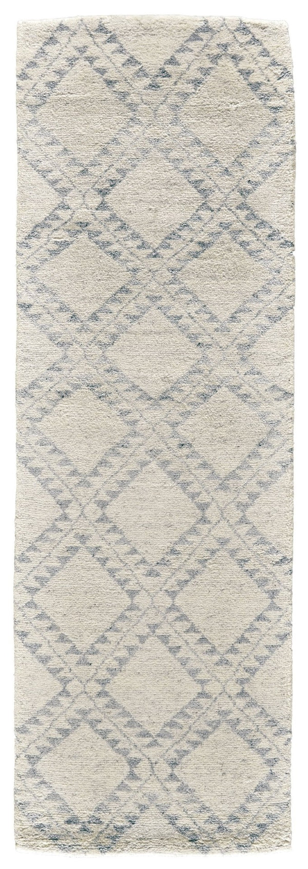 HomeRoots 6' Gray and Ivory Geometric Hand-Knotted Area Rug - Timeless Elegance for Modern and Classic Spaces 8' Runner 565850