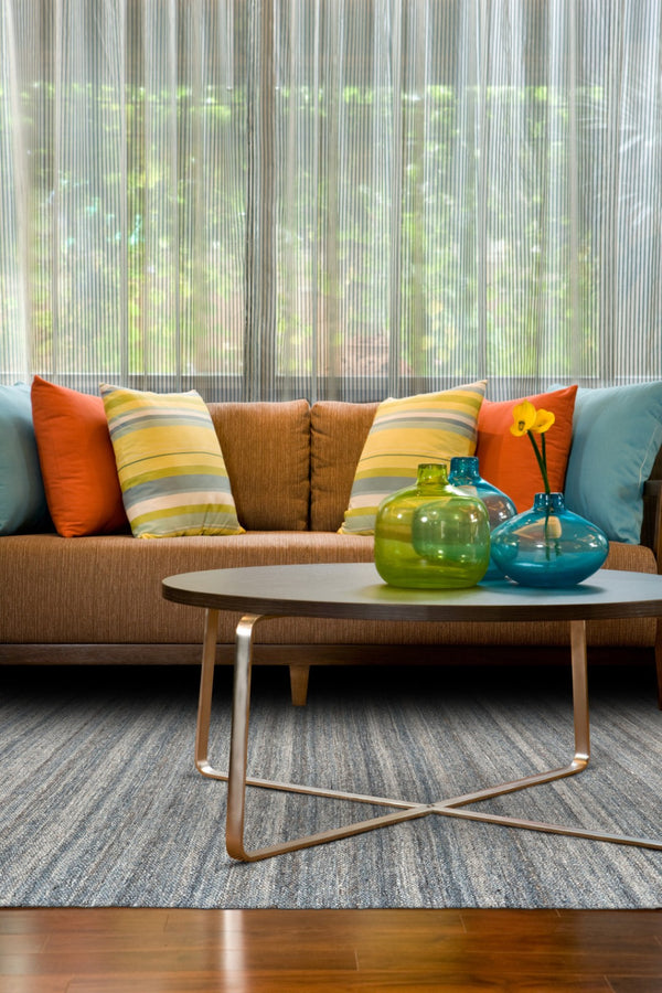 HomeRoots 9' Gray Striped Wool Area Rug - Hand-Woven, Durable Elegance with Fringe for Living Spaces & More 565853