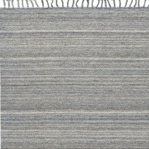 HomeRoots 9' Gray Striped Wool Area Rug - Hand-Woven, Durable Elegance with Fringe for Living Spaces & More 565853