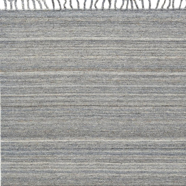 HomeRoots 9' Gray Striped Wool Area Rug - Hand-Woven, Durable Elegance with Fringe for Living Spaces & More 565853