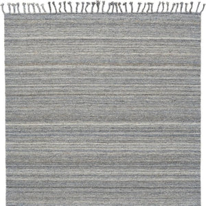 HomeRoots 9' Gray Striped Wool Area Rug - Hand-Woven, Durable Elegance with Fringe for Living Spaces & More 565853
