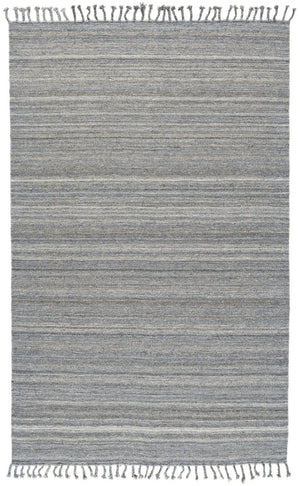 HomeRoots 9' Gray Striped Wool Area Rug - Hand-Woven, Durable Elegance with Fringe for Living Spaces & More 565853