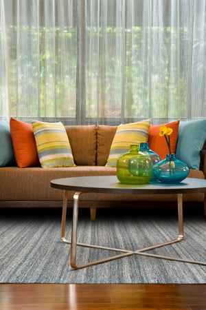 HomeRoots 9' Gray Striped Wool Area Rug - Hand-Woven, Durable Elegance with Fringe for Living Spaces & More 565853
