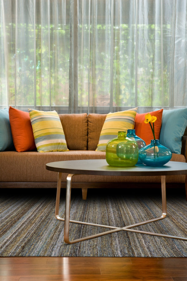 HomeRoots 9' X 12' Hand Woven Wool Striped Area Rug with Fringe – Timeless Design, Stain-Resistant & Durable Gray 565854