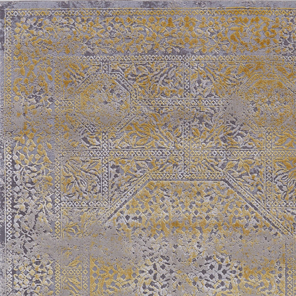 Homeroots 7' X 10' Gray And Gold Oriental Power Loom Worn Faded Area Rug Gray Polypropylene 565855