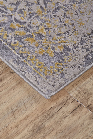Homeroots 7' X 10' Gray And Gold Oriental Power Loom Worn Faded Area Rug Gray Polypropylene 565855