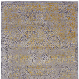 Homeroots 10' X 13' Gray And Gold Oriental Power Loom Worn Faded Area Rug Gray Polypropylene 565856