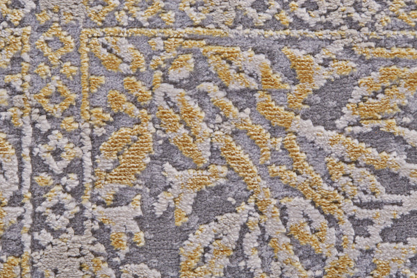 Homeroots 10' X 13' Gray And Gold Oriental Power Loom Worn Faded Area Rug Gray Polypropylene 565856