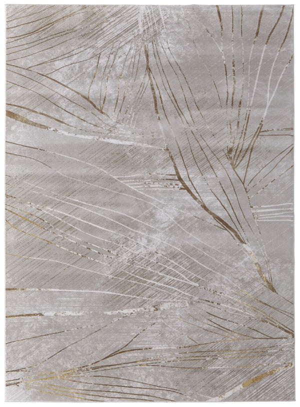 HomeRoots 5' Stunning Silver, Brown, and Taupe Abstract Power Loom Area Rug for Modern Living Spaces 5' X 8' 565858