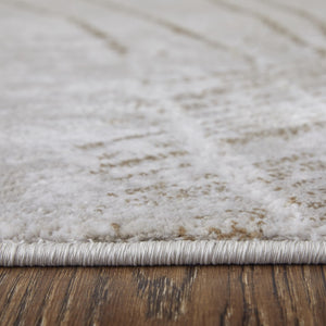 HomeRoots 5' Stunning Silver, Brown, and Taupe Abstract Power Loom Area Rug for Modern Living Spaces 5' X 8' 565858