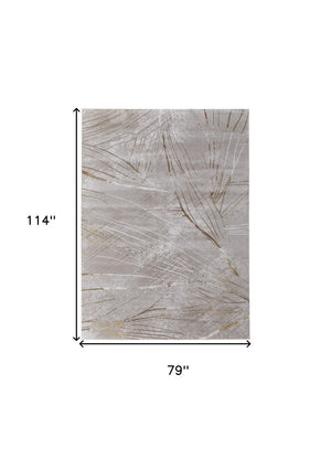 HomeRoots 5' Stunning Silver, Brown, and Taupe Abstract Power Loom Area Rug for Modern Living Spaces 7' X 10' 565859