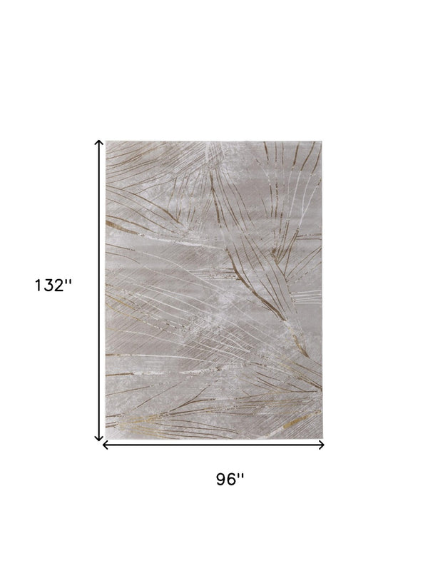 HomeRoots 5' Stunning Silver, Brown, and Taupe Abstract Power Loom Area Rug for Modern Living Spaces 8' X 11' 565860
