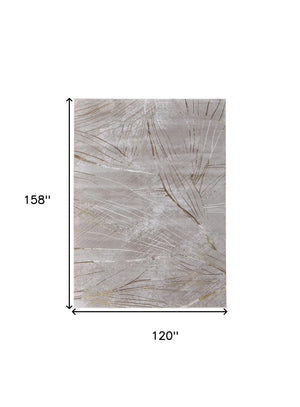 HomeRoots 5' Stunning Silver, Brown, and Taupe Abstract Power Loom Area Rug for Modern Living Spaces 10' X 13' 565861