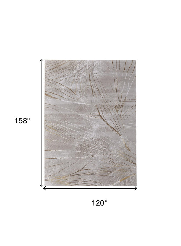 HomeRoots 5' Stunning Silver, Brown, and Taupe Abstract Power Loom Area Rug for Modern Living Spaces 10' X 13' 565861