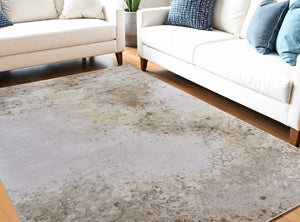 HomeRoots 5' Versatile Tan and Ivory Abstract Area Rug – Low-Maintenance, Durable, and Stylish for Any Room 5' X 8' 565864