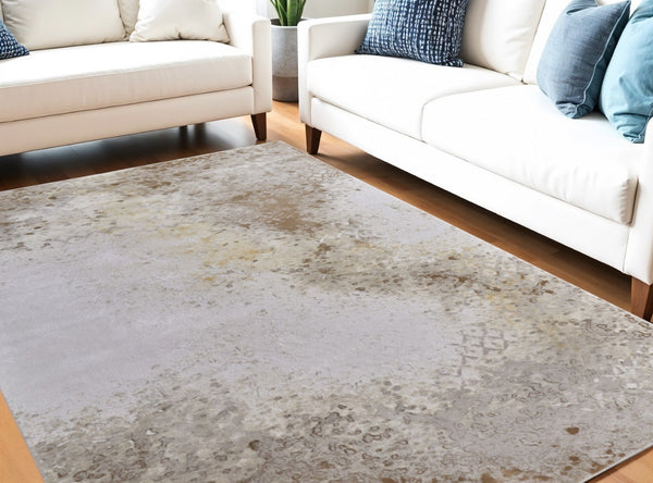 HomeRoots 5' Versatile Tan and Ivory Abstract Area Rug – Low-Maintenance, Durable, and Stylish for Any Room 5' X 8' 565864