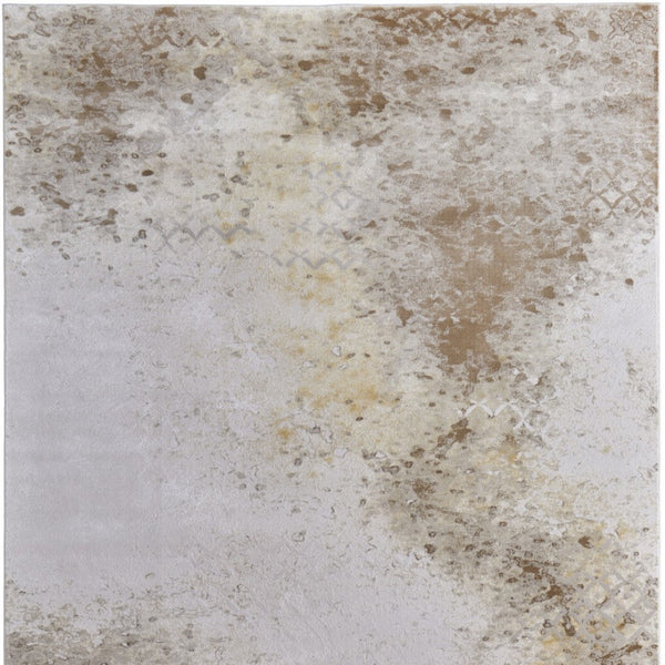 HomeRoots 5' Versatile Tan and Ivory Abstract Area Rug – Low-Maintenance, Durable, and Stylish for Any Room 7' X 10' 565865