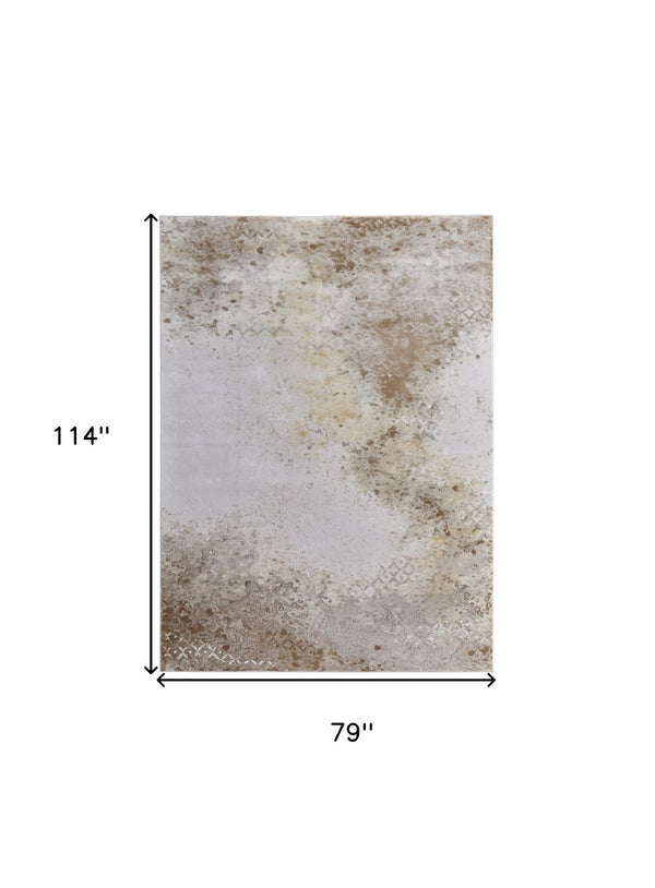HomeRoots 5' Versatile Tan and Ivory Abstract Area Rug – Low-Maintenance, Durable, and Stylish for Any Room 7' X 10' 565865