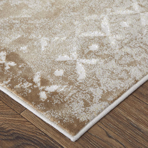 HomeRoots 5' Versatile Tan and Ivory Abstract Area Rug – Low-Maintenance, Durable, and Stylish for Any Room 8' X 11' 565866