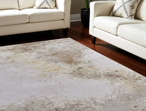 HomeRoots 5' Versatile Tan and Ivory Abstract Area Rug – Low-Maintenance, Durable, and Stylish for Any Room 8' X 11' 565866