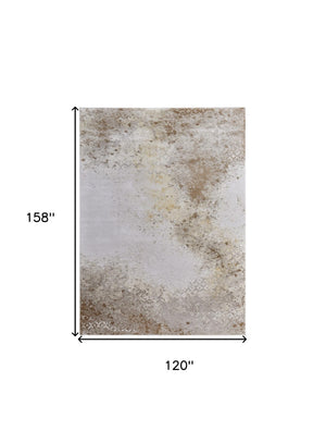 HomeRoots 5' Versatile Tan and Ivory Abstract Area Rug – Low-Maintenance, Durable, and Stylish for Any Room 10' X 13' 565867