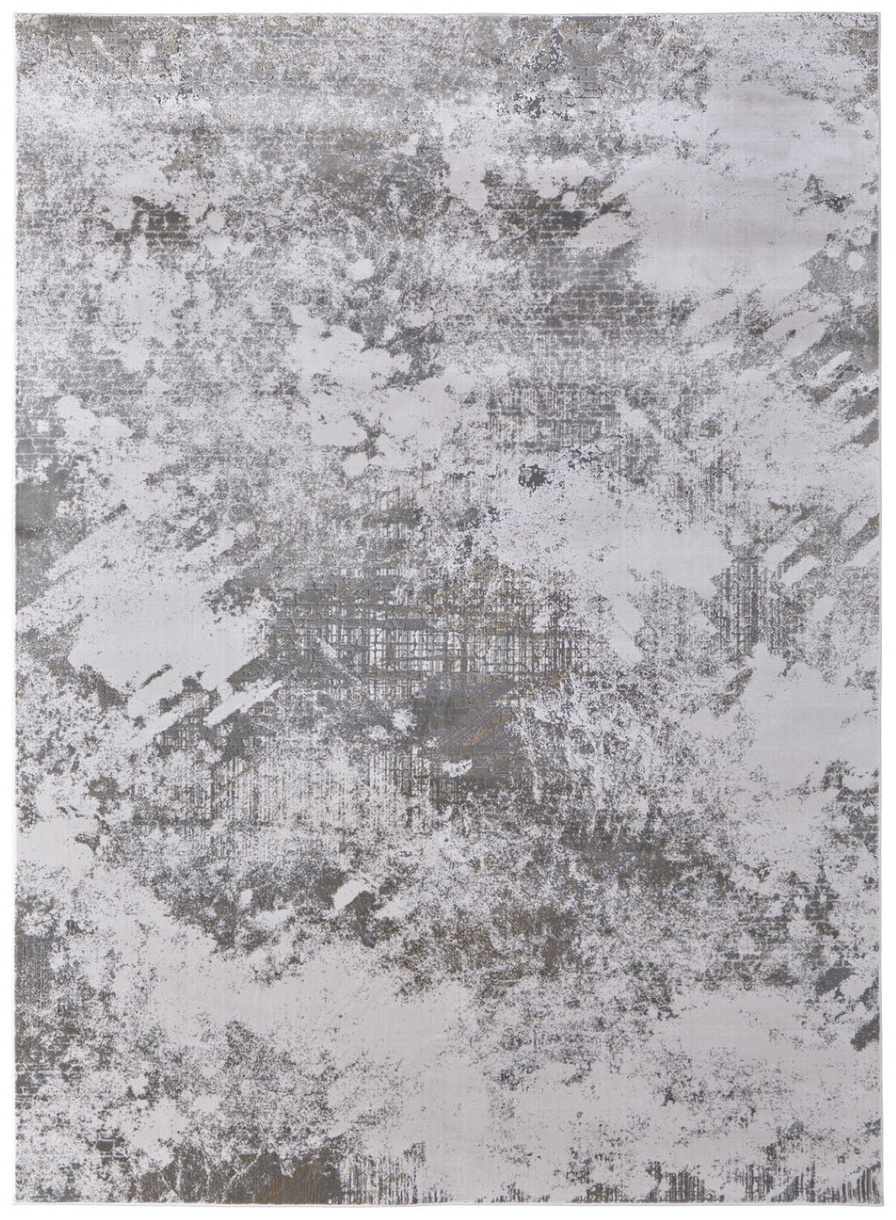 HomeRoots 5' Gray and Silver Abstract Area Rug - Durable, Stain-Resistant Design for Modern Elegance 5' X 8' 565870