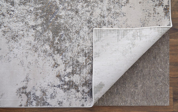 HomeRoots 5' Gray and Silver Abstract Area Rug - Durable, Stain-Resistant Design for Modern Elegance 5' X 8' 565870