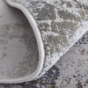 HomeRoots 5' Gray and Silver Abstract Area Rug - Durable, Stain-Resistant Design for Modern Elegance 5' X 8' 565870