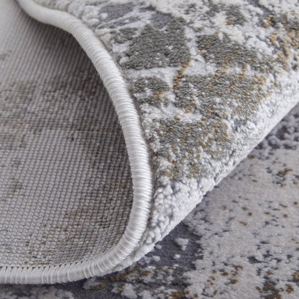 HomeRoots 5' Gray and Silver Abstract Area Rug - Durable, Stain-Resistant Design for Modern Elegance 5' X 8' 565870