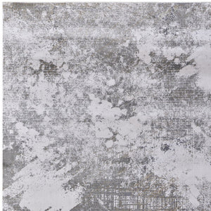 HomeRoots 5' Gray and Silver Abstract Area Rug - Durable, Stain-Resistant Design for Modern Elegance 5' X 8' 565870