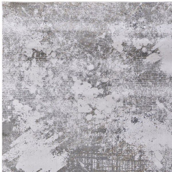 HomeRoots 5' Gray and Silver Abstract Area Rug - Durable, Stain-Resistant Design for Modern Elegance 5' X 8' 565870