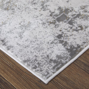 HomeRoots 5' Gray and Silver Abstract Area Rug - Durable, Stain-Resistant Design for Modern Elegance 7' X 10' 565871