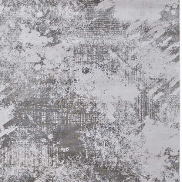 HomeRoots 5' Gray and Silver Abstract Area Rug - Durable, Stain-Resistant Design for Modern Elegance 8' X 11' 565872