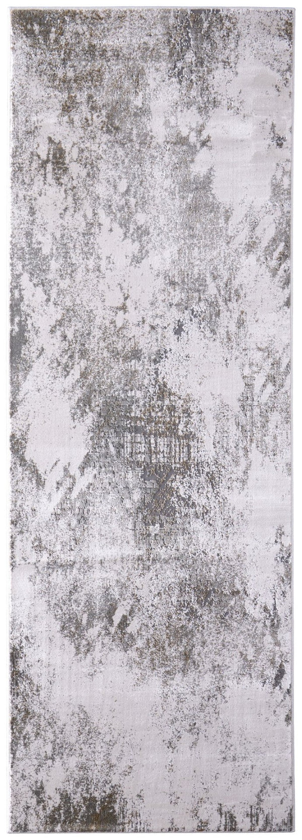 HomeRoots 5' Gray and Silver Abstract Area Rug - Durable, Stain-Resistant Design for Modern Elegance 8' Runner 565874