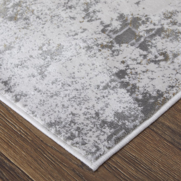 HomeRoots 5' Gray and Silver Abstract Area Rug - Durable, Stain-Resistant Design for Modern Elegance 8' Runner 565874