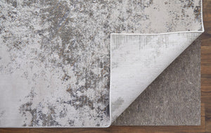 HomeRoots 5' Gray and Silver Abstract Area Rug - Durable, Stain-Resistant Design for Modern Elegance 8' Runner 565874
