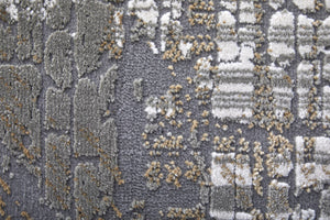 HomeRoots 5' Gray and Silver Abstract Area Rug - Durable, Stain-Resistant Design for Modern Elegance 8' Runner 565874