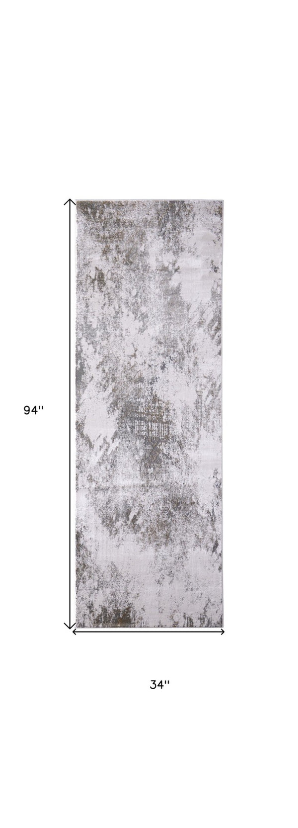 HomeRoots 5' Gray and Silver Abstract Area Rug - Durable, Stain-Resistant Design for Modern Elegance 8' Runner 565874