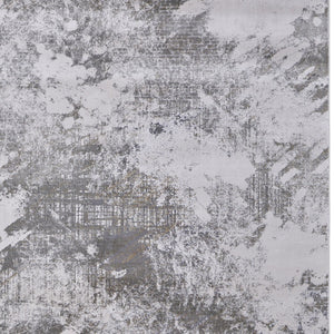HomeRoots 5' Gray and Silver Abstract Area Rug - Durable, Stain-Resistant Design for Modern Elegance 12' X 15' 565875