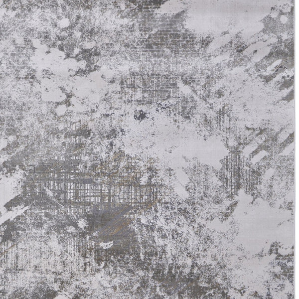 HomeRoots 5' Gray and Silver Abstract Area Rug - Durable, Stain-Resistant Design for Modern Elegance 12' X 15' 565875